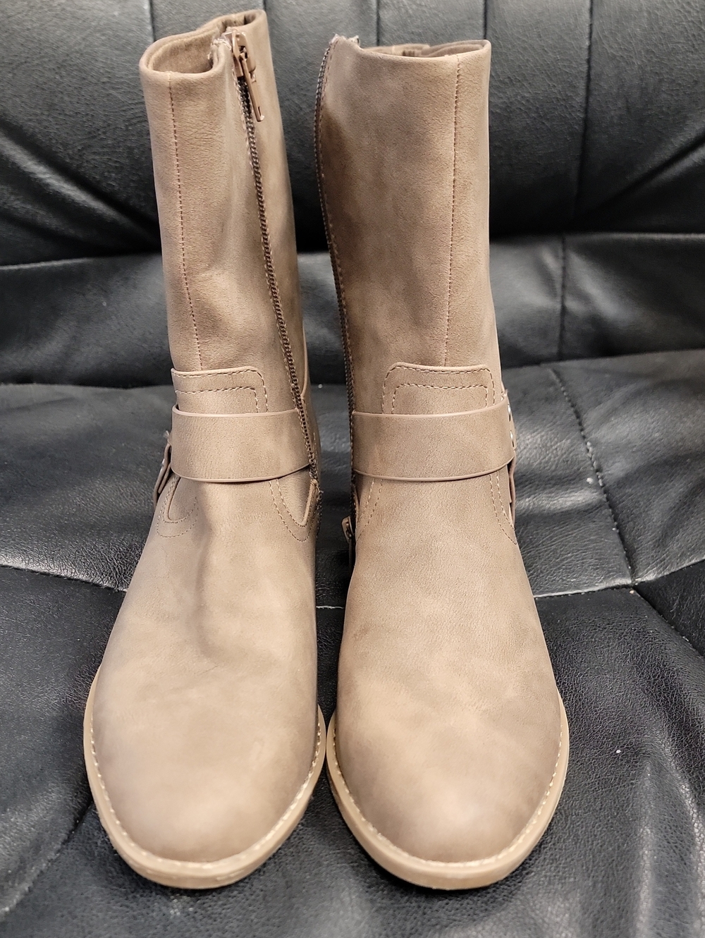 DV by Dolce Vita Taupe Ankle Boots with Strap Detail